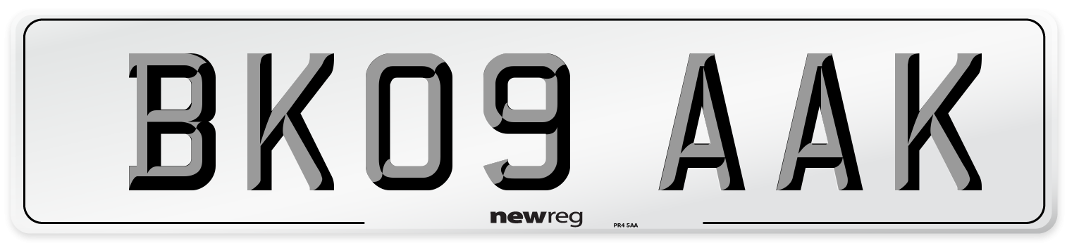 BK09 AAK Number Plate from New Reg